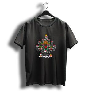 Festive Schnauzer Christmas Tree With Santa Hats And Gifts T Shirt