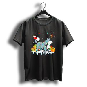 Festive Siberian Husky With Christmas Lights And Gifts T Shirt