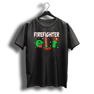 Fire Fighter Elf Christmas Matching Group Holiday Fun T-Shirt