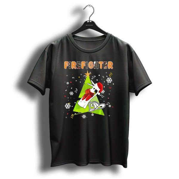 Firefighter Christmas Tree Snowflakes Gingerbread Hat T Shirt 1 t shirt 1