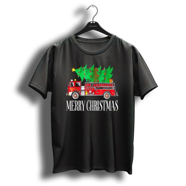 Firefighter Engine 1 Merry Christmas Fire Truck Tree T Shirt 1 t shirt 1