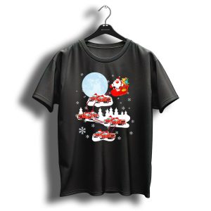 Firefighter Fire Truck Santa Sleigh Christmas Scene T Shirt