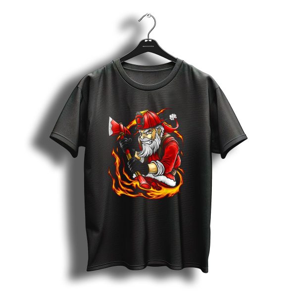 Firefighter Santa Christmas Holiday Axe Flame T Shirt t shirt 1