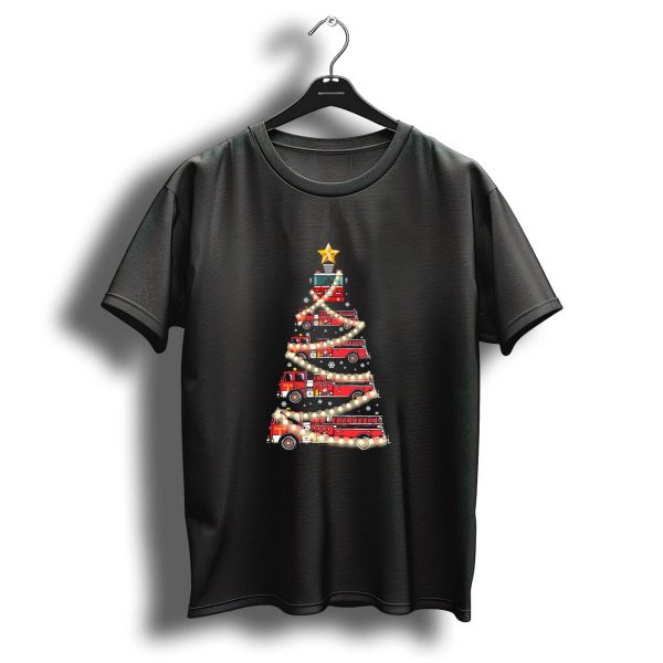 Firefighter Truck Christmas Tree With Lights And Star T Shirt 1 t shirt 1