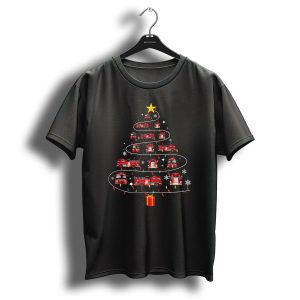 Firefighter Truck Christmas Tree With Star And Present T Shirt