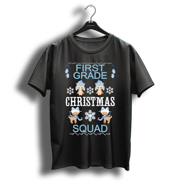 First Grade Christmas Squad Cute Teacher Student Holiday T Shirt 1 t shirt 1