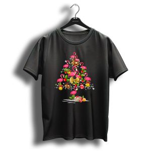 Flamingo Christmas Tree Festive Ornaments And Bells T Shirt