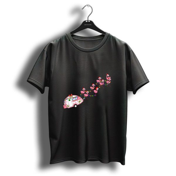 Flamingo Santa Christmas Camper Glamping Lights T Shirt 1 t shirt 1
