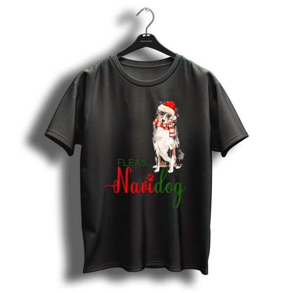 Fleas Navidad Australian Shepherd Festive Christmas Dog T Shirt 1 t shirt 1