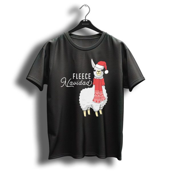 Fleece Navidad Christmas Llama Santa Hat Scarf T Shirt 1 t shirt 1
