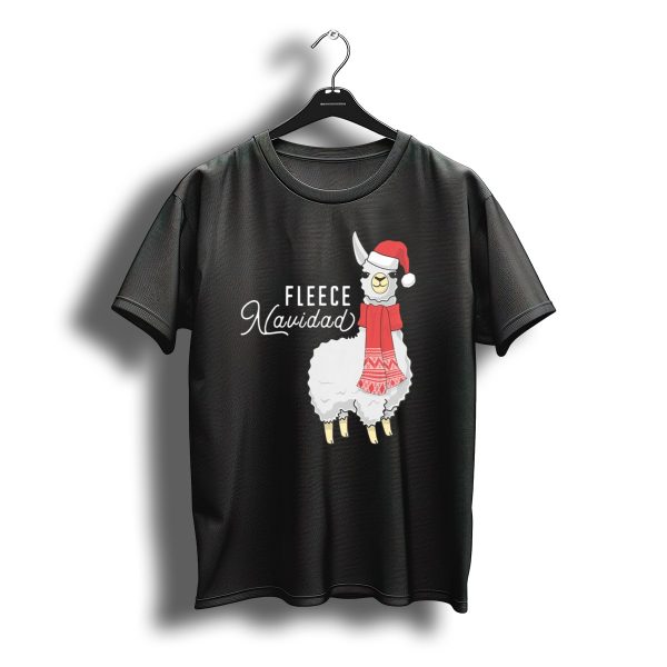 Fleece Navidad Christmas Llama Santa Hat Scarf T Shirt t shirt 1