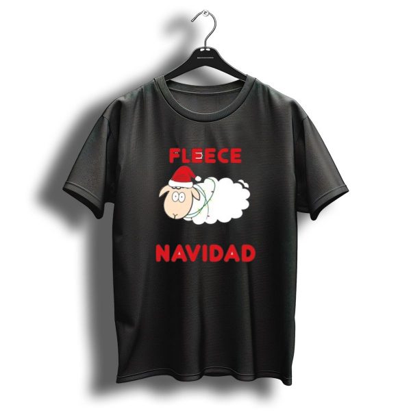 Fleece Navidad Christmas Sheep With Santa Hat And Festive Lights T Shirt 1 t shirt 1