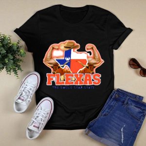 Flexas Swole Arms Texas Longhorns Cowboy Hat The Swole Star State T-Shirt