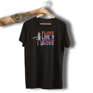 Floss Like A Skeleton Boss With Witch Hat Halloween Dance T-Shirt