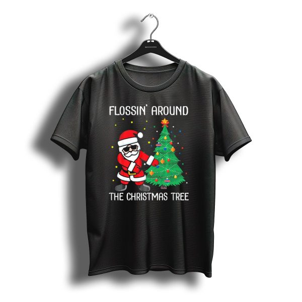 Flossin Around The Christmas Tree With Santa Claus T Shirt t shirt 1