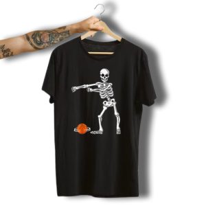 Flossing Skeleton Basketball Dance Funny Halloween T-Shirt