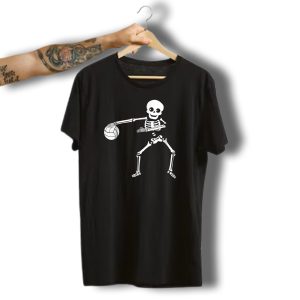 Flossing Skeleton Holding Volleyball Halloween Dance T-Shirt
