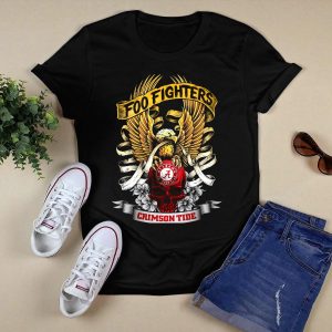 Foo Fighters Alabama Crimson Tide Eagle Skull Ribbon T Shirt