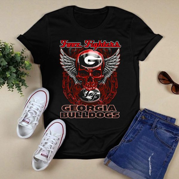 Foo Fighters Georgia Bulldogs G Skull Wings T Shirt 1