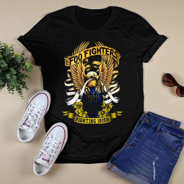 Foo Fighters Notre Dame Fighting Irish Eagle Skull T Shirt Black 1