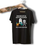 Food Shouldn'T Be Scary On Halloween Food Allergy Awareness Ghost Skeleton Teal Pumpkin T-Shirt