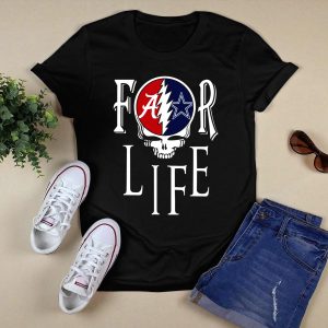 For Life Alabama Crimson Tide And Dallas Cowboys Fan Skull T Shirt