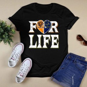 For Life Bears Notre Dame Fighting Irish Heart T-Shirt