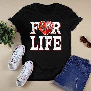 For Life Buccaneers Alabama Crimson Tide Heart T Shirt