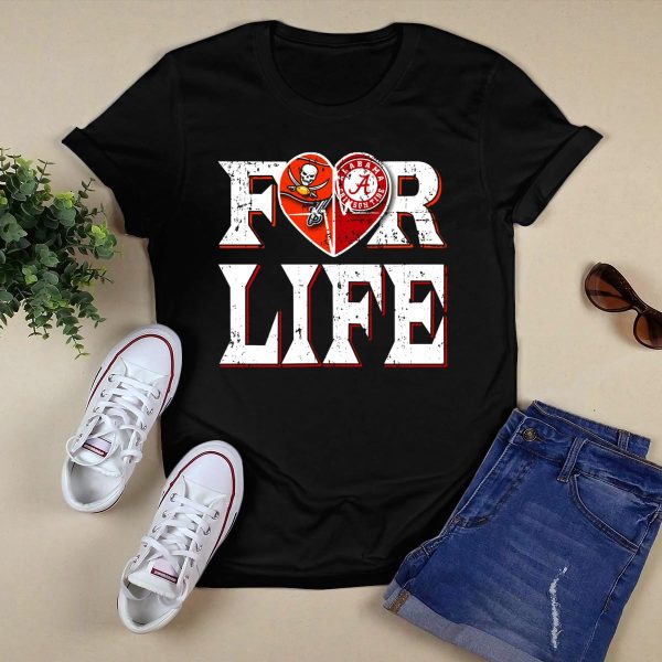 For Life Buccaneers Alabama Crimson Tide Heart T Shirt Style 1 Black 1