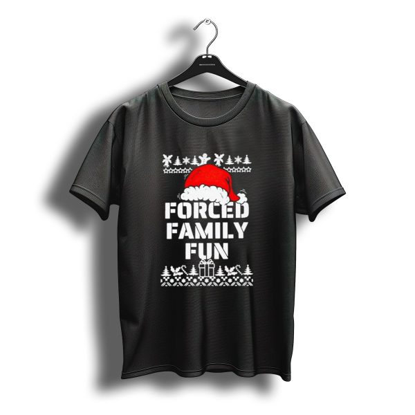 Forced Family Fun Christmas Santa Hat Trees Presents T Shirt t shirt 1