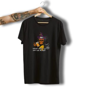 Forget Candy Just Give Me Beer Halloween Skull With Witch Hat T-Shirt