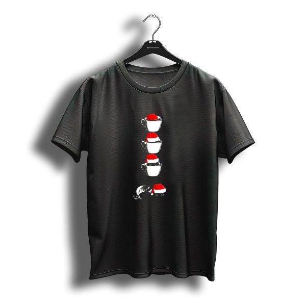 Four Black Cat Santa Hat In Mug Stack Christmas Humor T Shirt t shirt 1