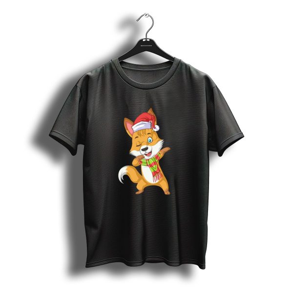 Fox Dabbing Christmas Scarf Santa Hat T Shirt t shirt 1