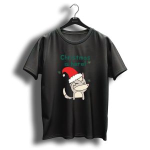 Fox Merry Christmas Is Here Santa Hat Snowflakes T Shirt