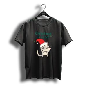 Fox Merry Christmas Is Here Santa Hat Snowflakes T-Shirt