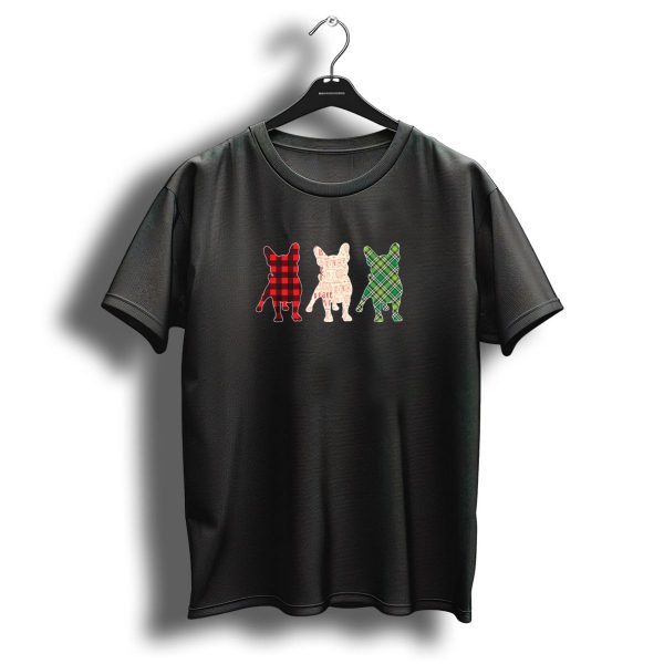 French Bull Dog Red And Green Holiday Plaid Christmas Merry Peace T Shirt 1 t shirt 1