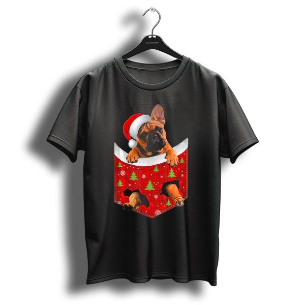 French Bulldog Christmas Pocket Santa Hat Festive T Shirt 1 t shirt 1