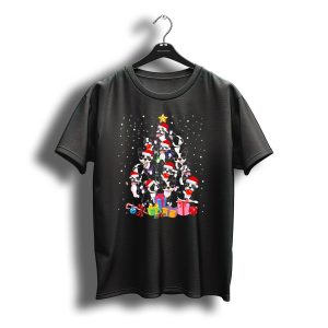 French Bulldog Christmas Tree With Santa Hats Lights Gifts Snow T-Shirt