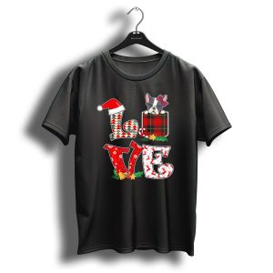 French Bulldog Love Christmas Plaid Pocket Holiday T-Shirt