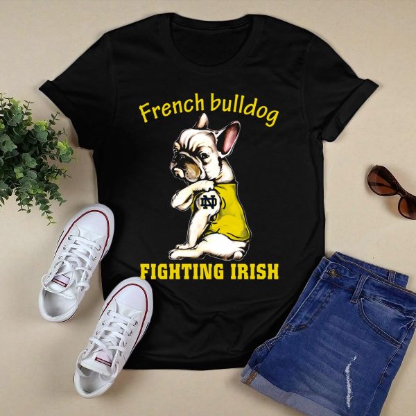 French Bulldog Notre Dame Fighting Irish Nd T Shirt Black 1