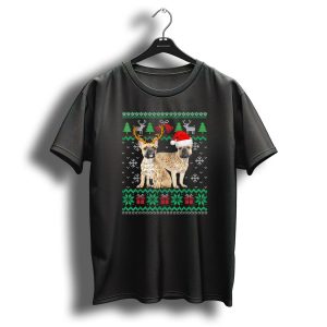 French Bulldog Puppy Ugly Christmas Reindeer And Santa Hat T Shirt