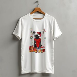 French Bulldog Reindeer Christmas Lights Merry Christmas Wreath Gifts T Shirt