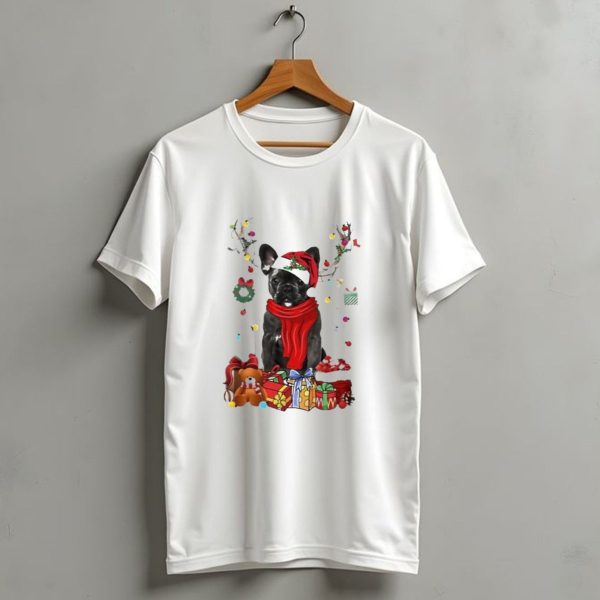 French Bulldog Reindeer Christmas Lights Merry Christmas Wreath Gifts T Shirt 1 t shirt 1