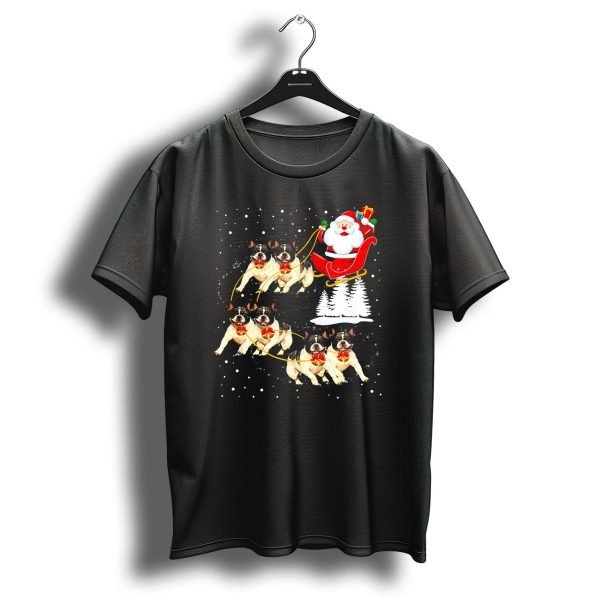 French Bulldog Reindeer Christmas Santa Sleigh Ride T Shirt 1 t shirt 1