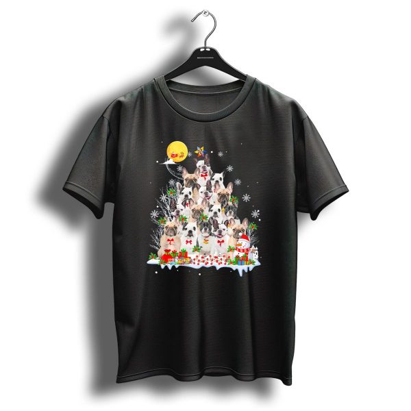 French Bulldog Reindeer Christmas Tree Snowflakes Santa Moon T Shirt 1 t shirt 1