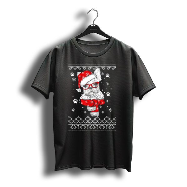 French Bulldog Santa Hat Red Scarf Christmas T Shirt t shirt 1