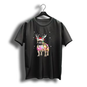French Bulldog With Christmas Lights And Santa Antlers T-Shirt