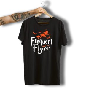 Frequent Flyer Funny Witch Halloween Bats T-Shirt