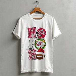 Fresno State Bulldogs Football Christmas Helmet Wreath Santa Hat Rugby T Shirt