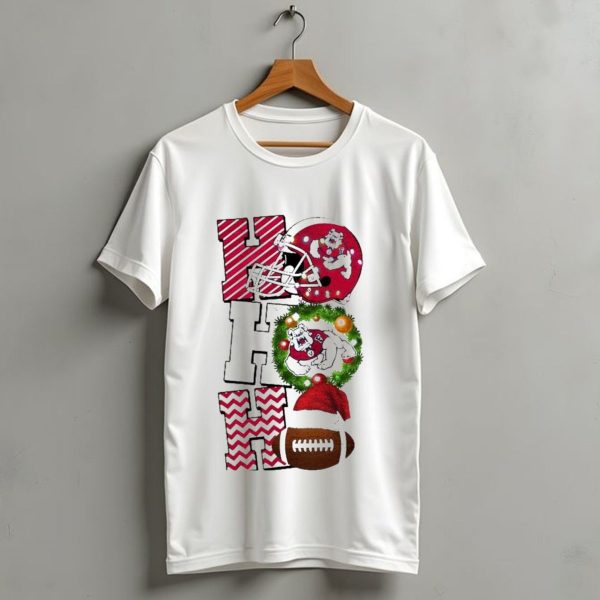 Fresno State Bulldogs Football Christmas Helmet Wreath Santa Hat Rugby T Shirt 1 t shirt 1